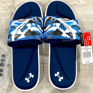 Under Armour Ignite Vl Men's Graphic Blue Slip On Athletic Slide Sandal Shoes 13